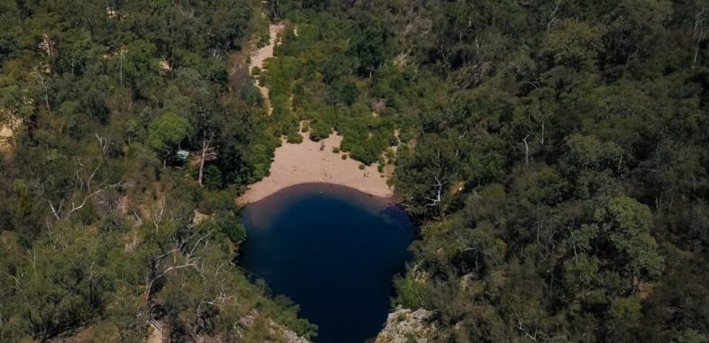 Drone picture of the Blue Pools