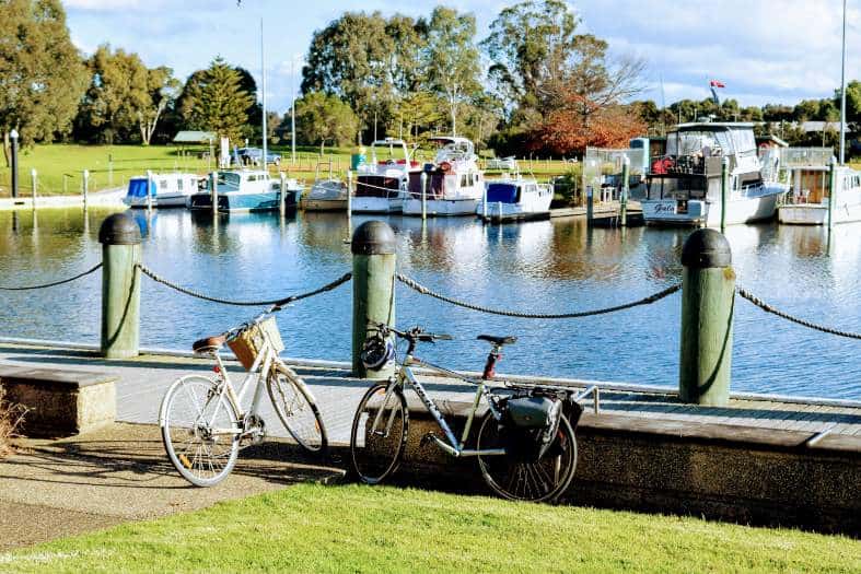 bikes and boats at the Port of Sale in Gippsland Australia